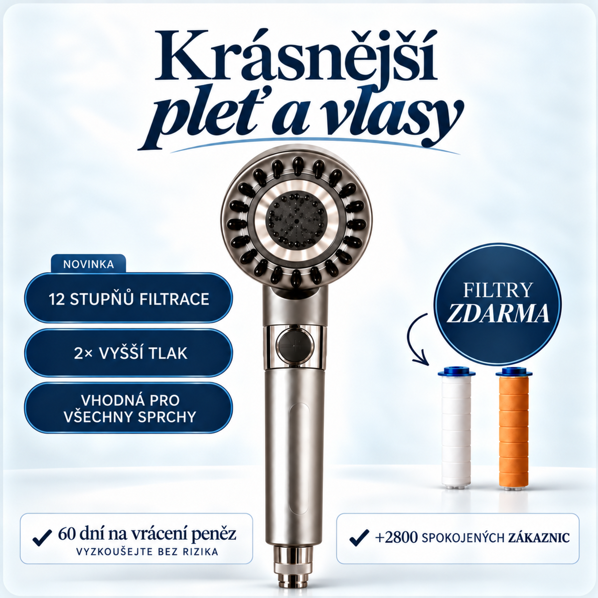 Filtrační sprchová hlavice pro krásnější pleť a vlasy